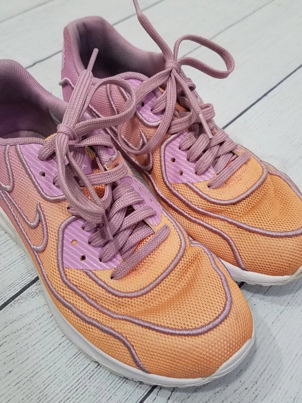 Nike Air Max 90 Ultra 2.0 Sneakers Womens Size 8 Sunset Glow-Orchid 917523-800 - Picture 6 of 8